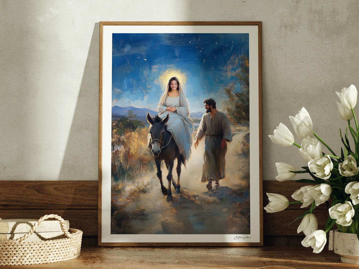 Journey to Bethlehem (Night) | Signed Handmade Art Print