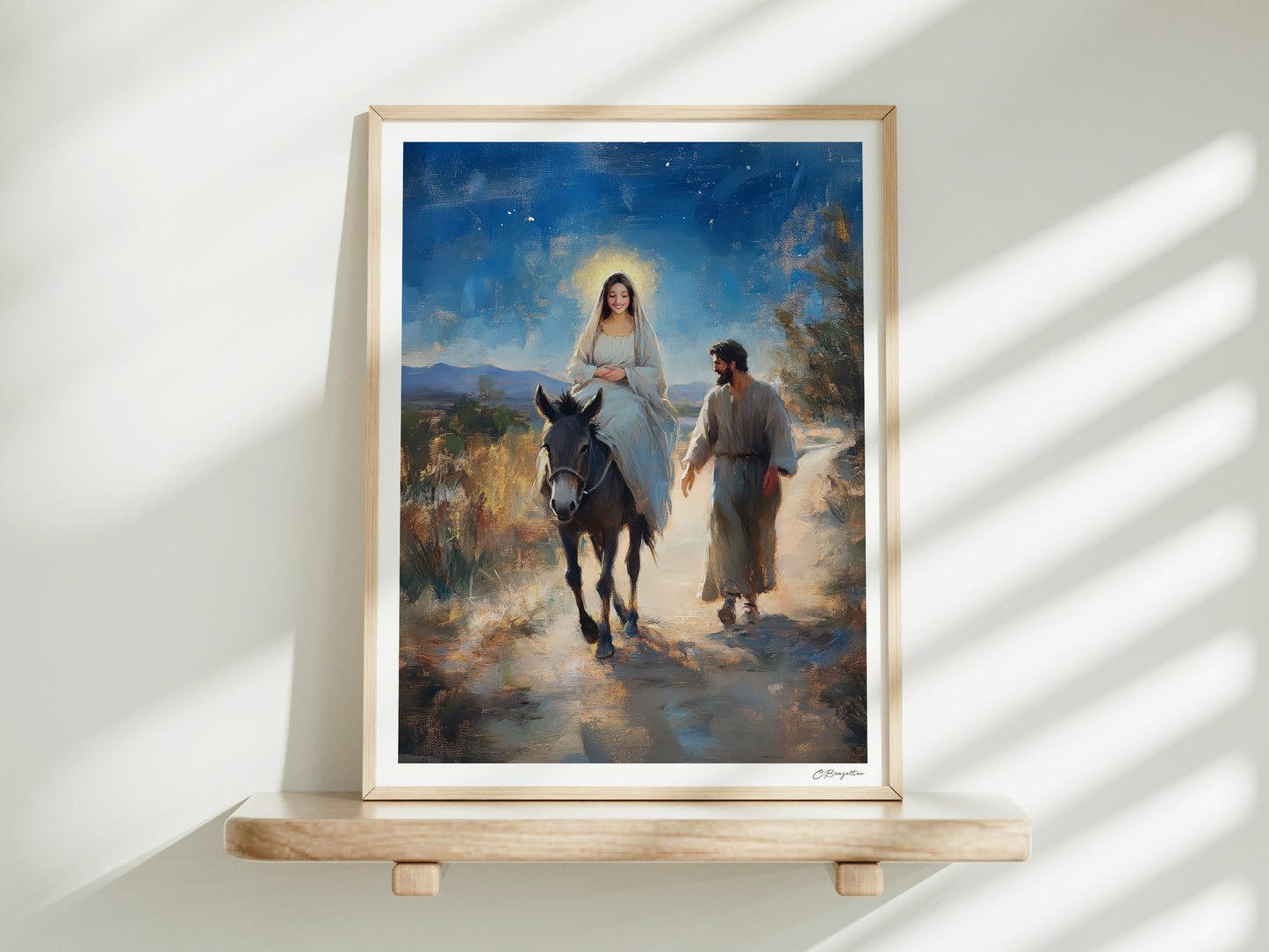 Journey to Bethlehem (Night) | Signed Handmade Art Print