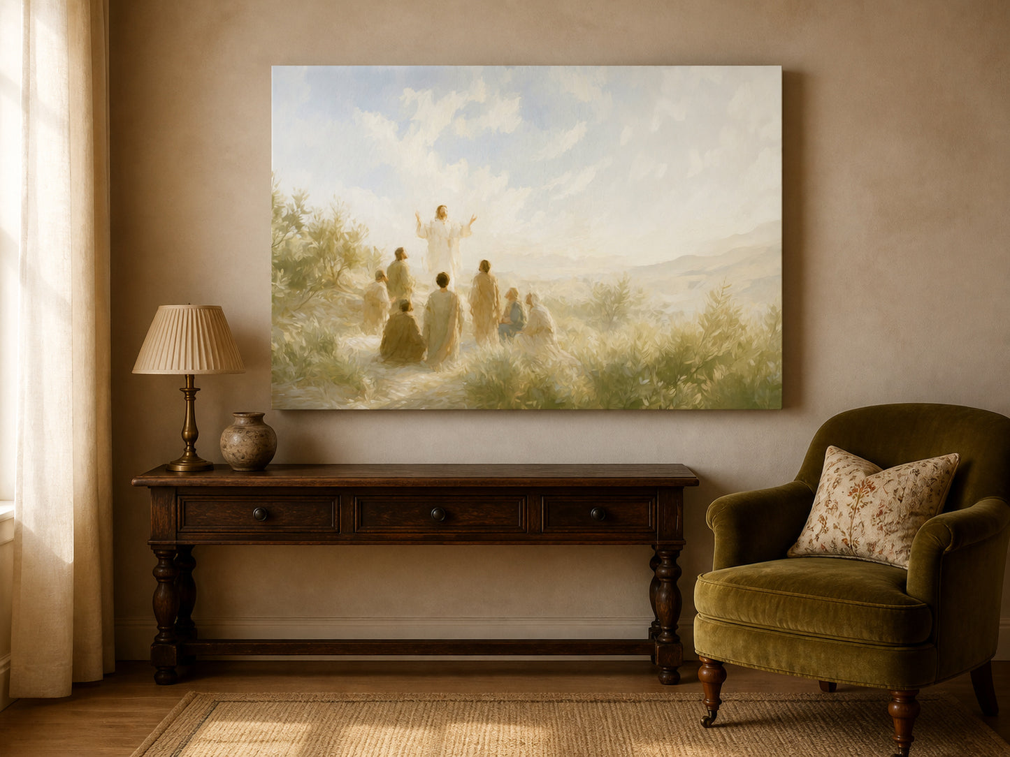 While He Blessed Them | Canvas Artwork