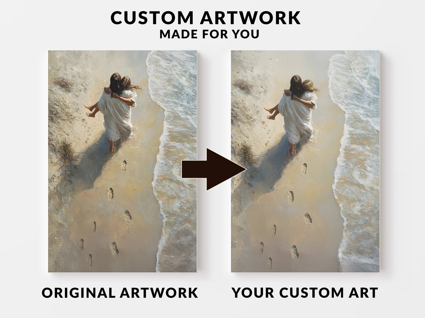 He Carried Me Custom Canvas Artwork | Hand Embellished Personalized Canvas