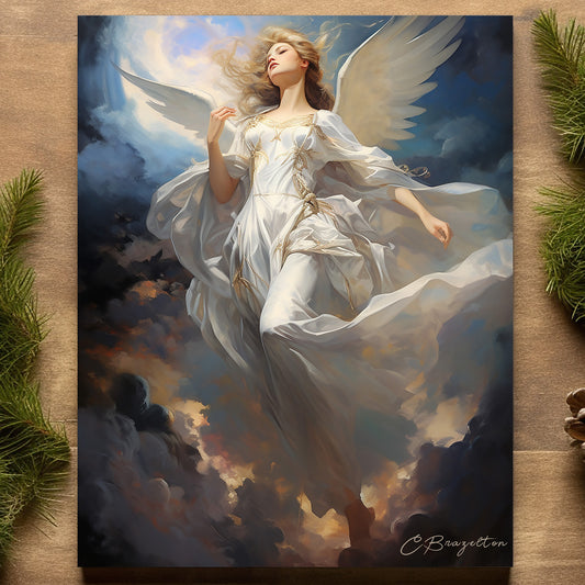 El ángel de Navidad (descarga de impresión de arte digital)