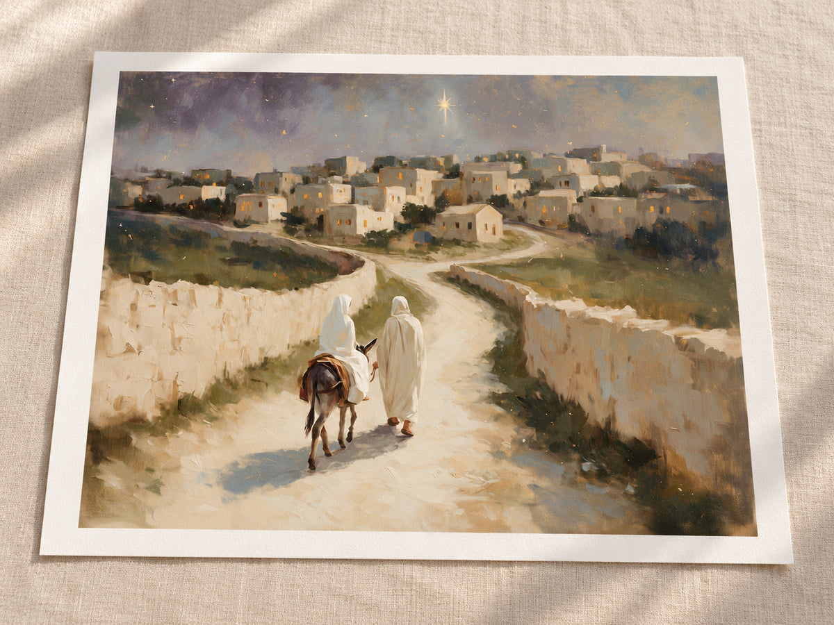 The Road to Bethlehem as a loose warm-white paper print with an even half-inch margin