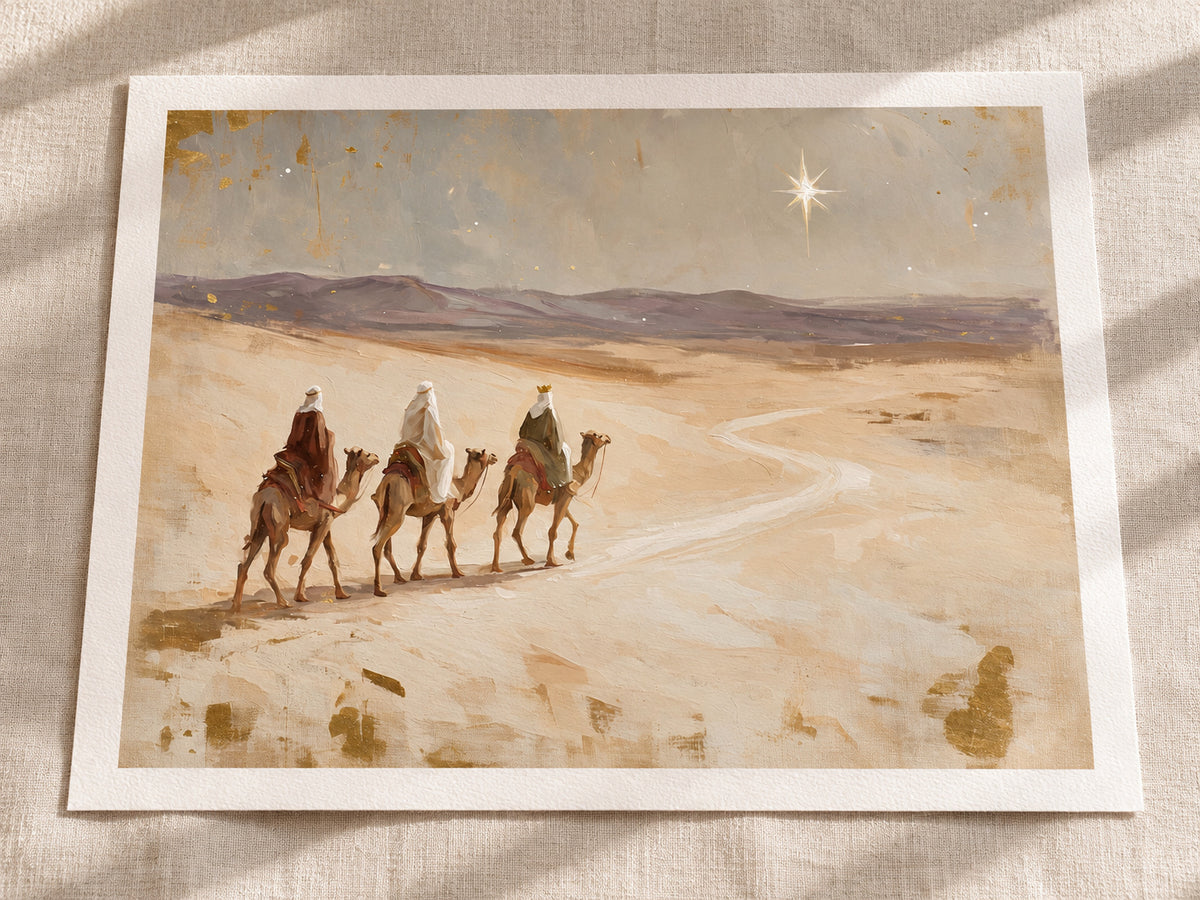Led by His Star as a loose warm-white paper print with an even half-inch margin