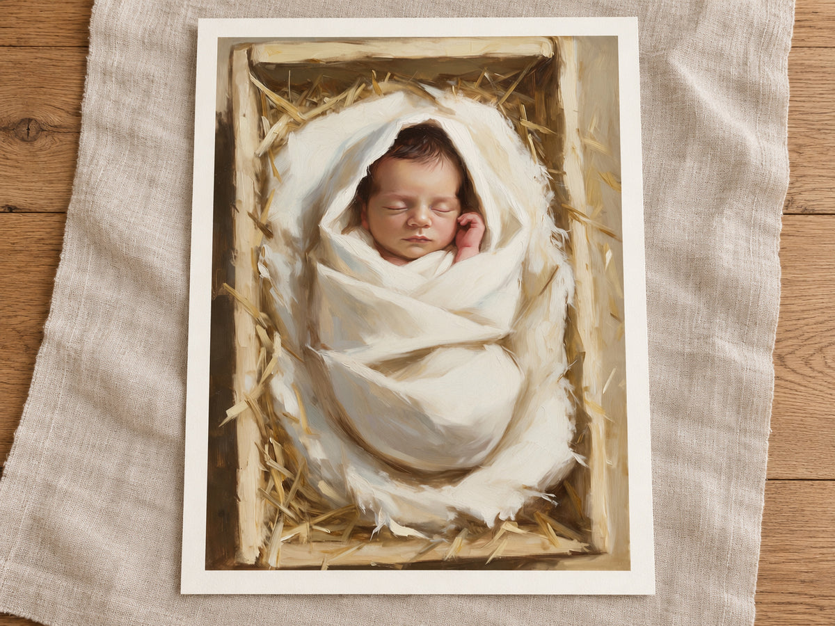 Wrapped in Wonder vertical fine art paper print displayed in warm white half-inch margin.