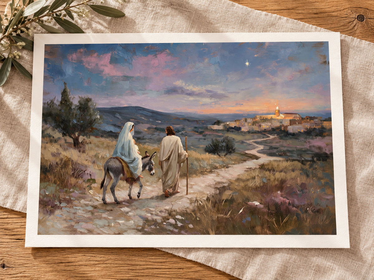 Guided to Bethlehem #2 horizontal fine art paper print displayed in warm white half-inch margin.