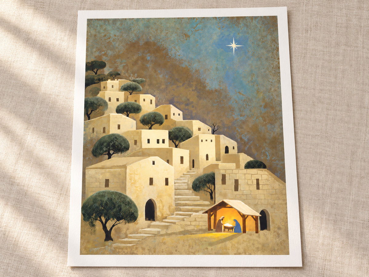 Light Over Bethlehem as a loose warm-white paper print with an even half-inch margin