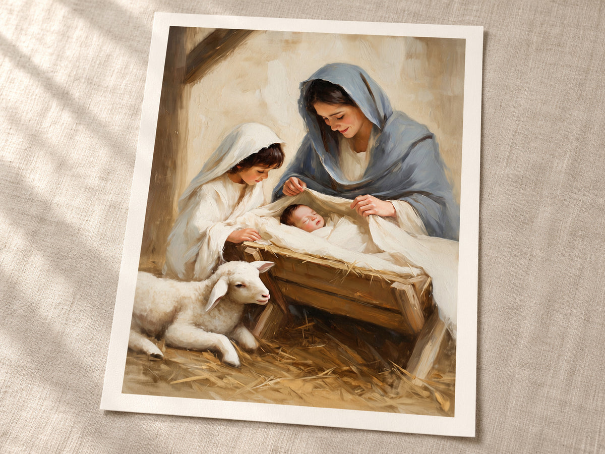 A Child's First Adoration as a loose warm-white paper print with an even half-inch margin