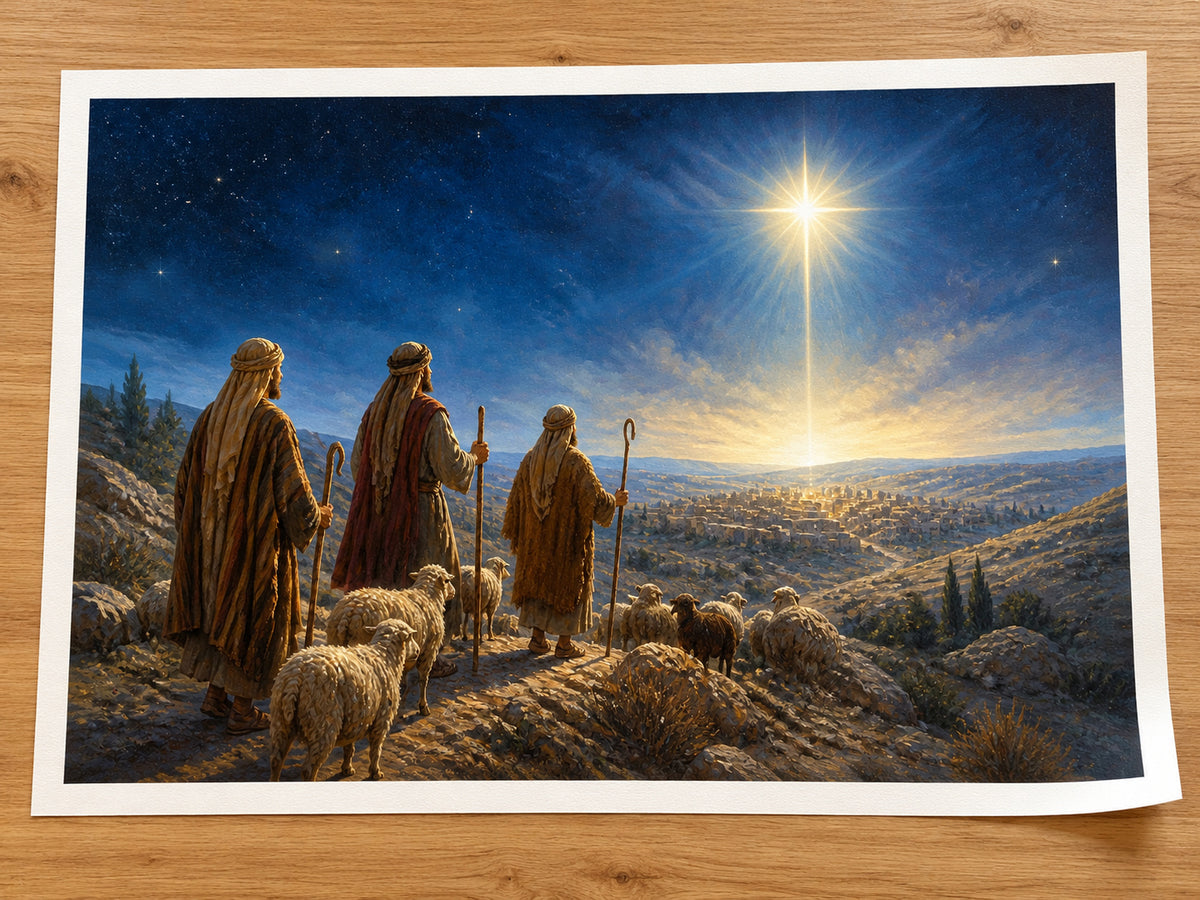 Follow the Light #2 loose fine art paper print on warm white paper with an integral half-inch margin.